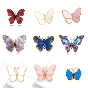 Butterfly Brooch Pin Zinc Alloy Rhinestone Enamel Shell Artificial Pearl Insect Series Fashion Jewelry Accessory For Women Elegant
