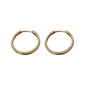 Classic minimalist gold hoop earrings with polished metal finish and hinged closure