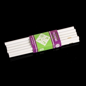 Detailed view of ten professional white wax pencils for rhinestone nail art and DIY tools