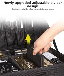 Macro detail of adjustable dividers in the large Oxford cloth makeup bag interior