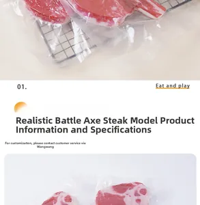 Modello realistico di bistecca tomahawk artificiale in confezione sottovuoto