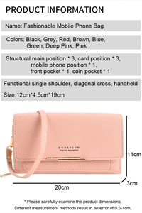 Detailed internal structure of pink mobile phone bag showing multi-function card slots