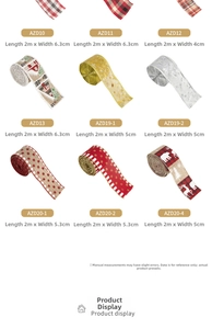 Assorted 2m Christmas ribbons featuring festive plaid, snowflake patterns and various widths