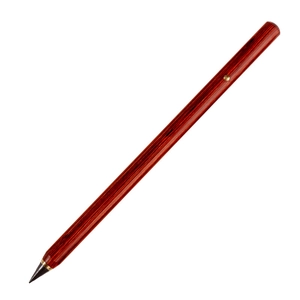 Inkless eternal wooden pencil with natural grain and gold metal accent on white background