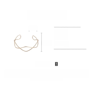 Detailed size parameters of golden geometric wavy crossover arm cuff, 11.4cm height