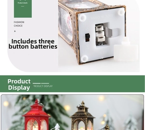 Detail showing the bottom battery compartment and switch of the Christmas lantern