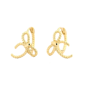 925 Sterling Silver Bowknot Hoop Earrings Twisted Rope Texture Dainty Sweet Minimalist Jewelry For Women