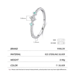 Elegant S925 sterling silver ring featuring a sparkling central stone and blue accents