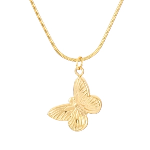 Minimalist gold butterfly pendant necklace with elegant snake chain for women