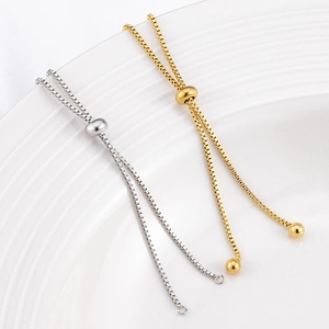 Adjustable stainless steel box chain bracelets in gold and silver finish for DIY jewelry