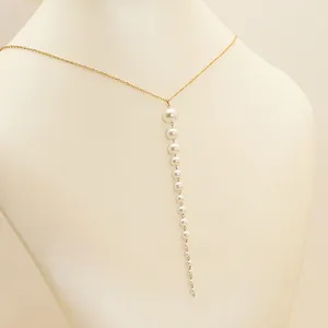 Graduated Artificial Pearl Pendant Necklace 18K Gold Plated Stainless Steel Elegant Minimalist Waterdrop Jewelry For Women