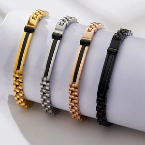 Business style stainless steel watch-band bracelets in gold, silver, rose gold and black