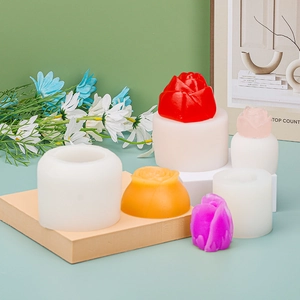 3D-Rosen-Silikonformen mit detaillierter Blumenstruktur für DIY-Duftkerzen