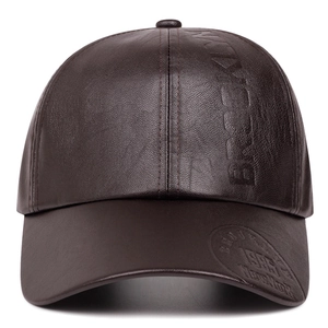 Casquette d'hiver en cuir PU marron pour homme avec protège-oreilles et logo Brooklyn