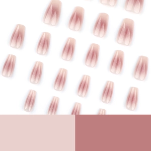Rosa Blush Gradient Ballerina Kunstnägel mit feinem silbernem Glitzer-Finish