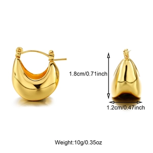 Detailed dimension guide for thick gold hoop earrings showing height and width specs