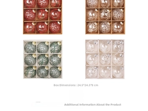 Detail of 8cm transparent PET painted Christmas ball ornaments in 9-piece box set