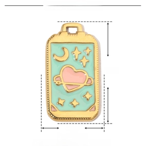 Detailed size and weight parameters of the mint enamel heart planet stainless steel pendant