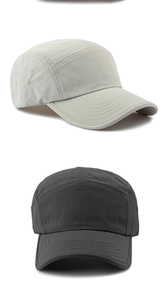 Dettaglio del cappello camper a 5 pannelli con fori di aerazione e tesa curva cucita