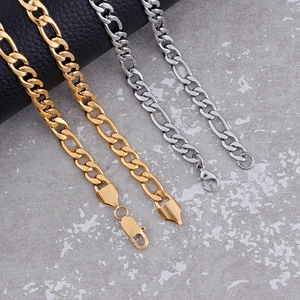 Men's hip-hop stainless steel Cuban and Figaro chains in gold and silver finish