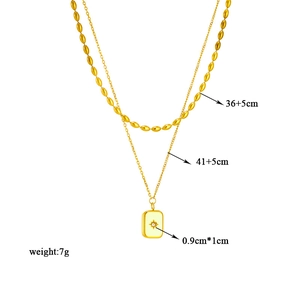 Retro square North Star pendant double layer gold necklace with specific dimensions