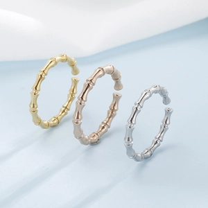 Bamboo Joint Open Ring Stainless Steel Adjustable Knuckle Ring Minimalist Jewelry For Women