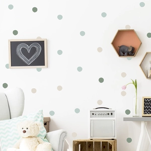 Morandi dots wall decals in green and beige tones for children's room decor
