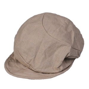 Irregular linen ivy cap for women in light brown with breathable summer sunshade texture
