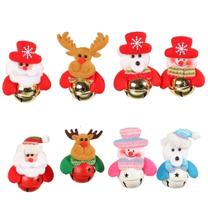 Lot de 8 clochettes de Noël décoratives avec peluches Père Noël, renne, bonhomme de neige et ours