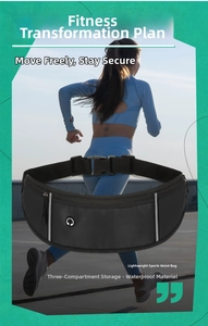 Ceinture de course étanche mince avec bandes réfléchissantes et trois compartiments