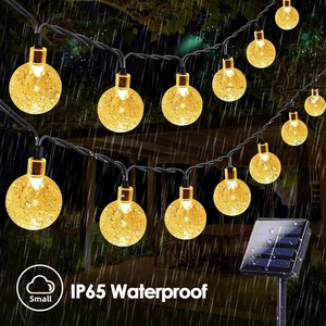 LED Solar String Lights Waterproof IP65 Bubble Ball Eight Modes Outdoor Garden Christmas Party Patio Decorative