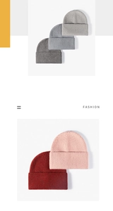 Detail showing fine knit texture and folded cuffs of beanies in five assorted colors