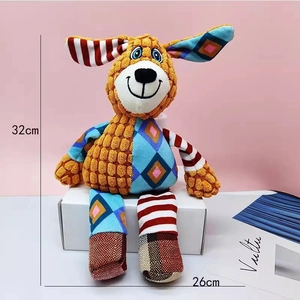 Squeaky Plush Dog Toy Corduroy Corn Fleece Interactive Cartoon Animal Puppy Teeth Cleaning Bite Resistant Chew