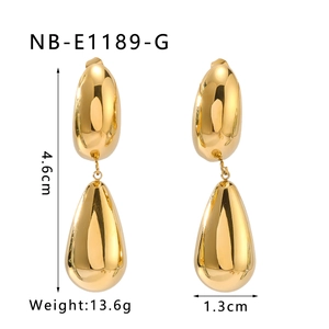 Detailed dimensions of 18K gold plated double layer hollow teardrop earrings