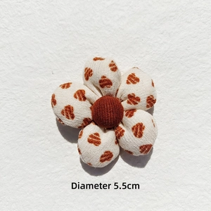 Detailed view of a 5.5cm plaid flower fabric patch with leopard print petals for DIY crafts