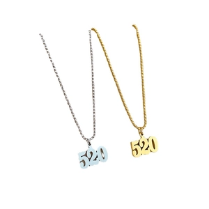 Minimalist 520 number pendant necklaces in gold and silver plated stainless steel