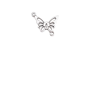 Silver vintage butterfly alloy connector with dual loops for DIY jewelry making