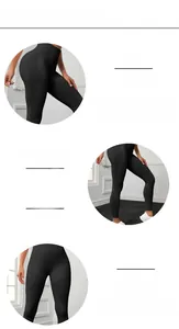 Gros plan du legging de yoga noir taille haute avec texture côtelée et coupe élastique