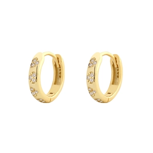 Clover Flower Hoop Earrings 925 Sterling Silver Cubic Zirconia Huggie Earrings Elegant Geometric Jewelry For Women