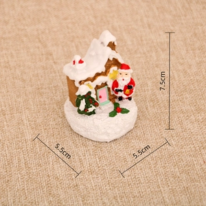 Detailed dimensions of miniature LED resin Christmas house with Santa and tree