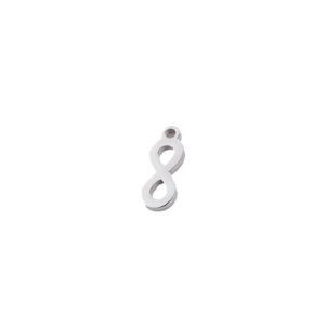 Macro view of polished silver infinity symbol connector for DIY necklace jewelry making