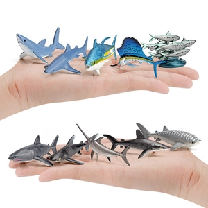Realistic 10-piece mini marine fish model toy set including sharks and tunas
