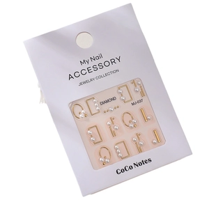 5D stereoscopic pearl nail art stickers with golden geometric shapes and frames