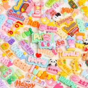 Colorful resin DIY charms with panda and letters for phone cases and shoes