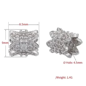 Detail view of butterfly charm bead with micro-paved cubic zirconia for DIY bracelets