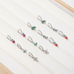 Garden style vegetable and botanical earrings set in gold-plated copper and gemstones
