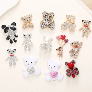 Cute Cartoon Bear Alloy Jewelry Accessories Rhinestone Faux Artificial Pearl Charms For DIY Phone Case Shoe Decoration Crafting