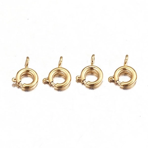 Golden stainless steel round spring clasps for DIY necklace and bracelet jewelry making