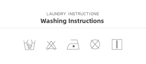 Laundry instructions icon guide showing hand wash and low ironing for the mini dress