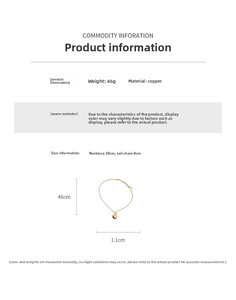 Detail specifications of 18k gold plated apple pendant necklace showing sizes and weight